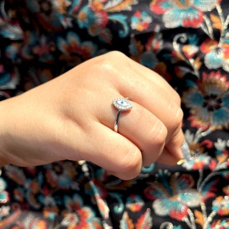 925 Sterling Silver Evil Eye Adjustable Protection Ring